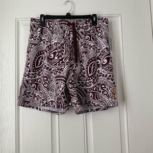 NWT Men’s Arizona State University Colosseum Maroon and White Swim Trunks